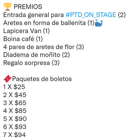 PREMIOS Y BOLETOS